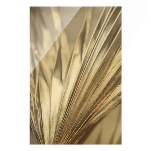 Glass print - Golden Palm Leaves II - Portrait format