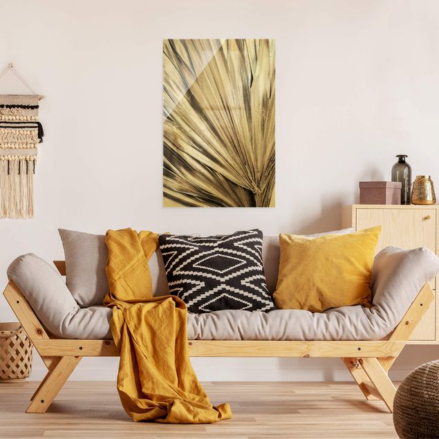 Glass print - Golden Palm Leaves - Portrait format