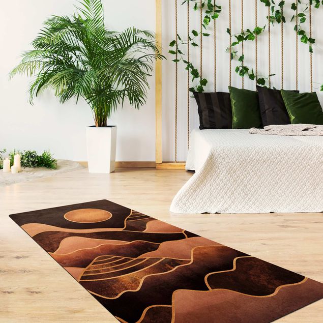 abstract area rug Golden Sun Abstract Mountains