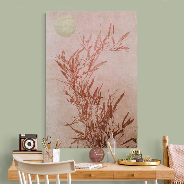 Acoustic art panel - Golden Sun Pink Bamboo