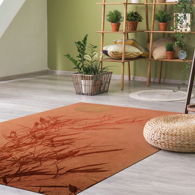 nature inspired rugs Golden Sun Pink Bamboo