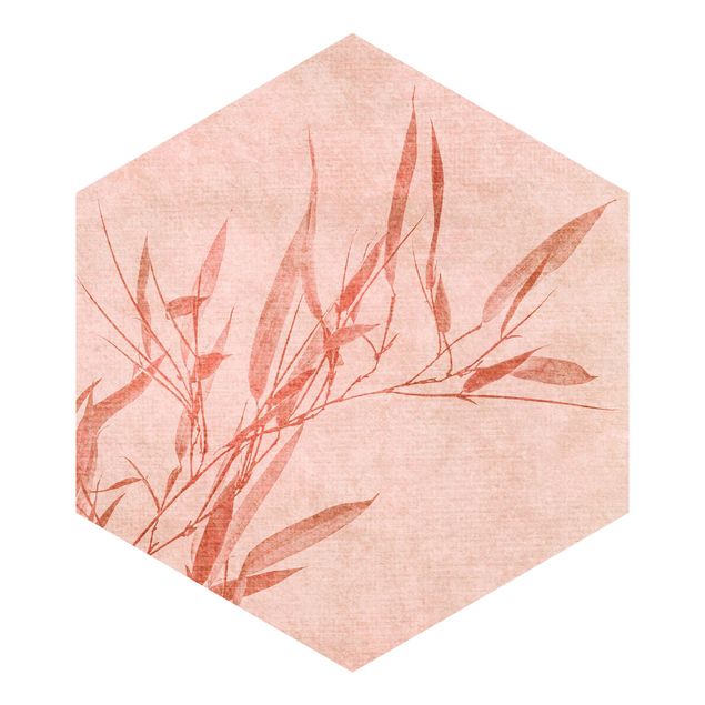 Self-adhesive hexagonal pattern wallpaper - Golden Sun Pink Bamboo