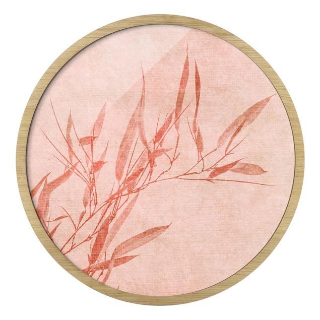Circular framed print - Golden Sun Pink Bamboo