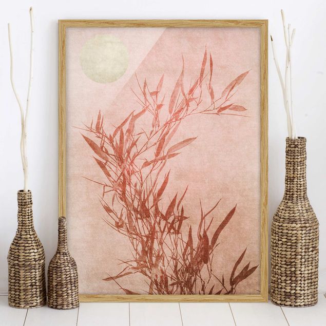 Framed poster - Golden Sun Pink Bamboo