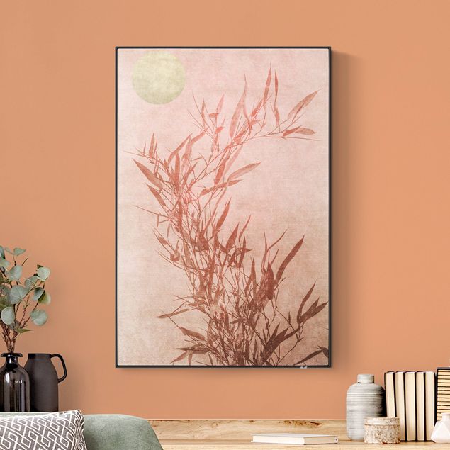 Print with acoustic tension frame system - Golden Sun Pink Bamboo