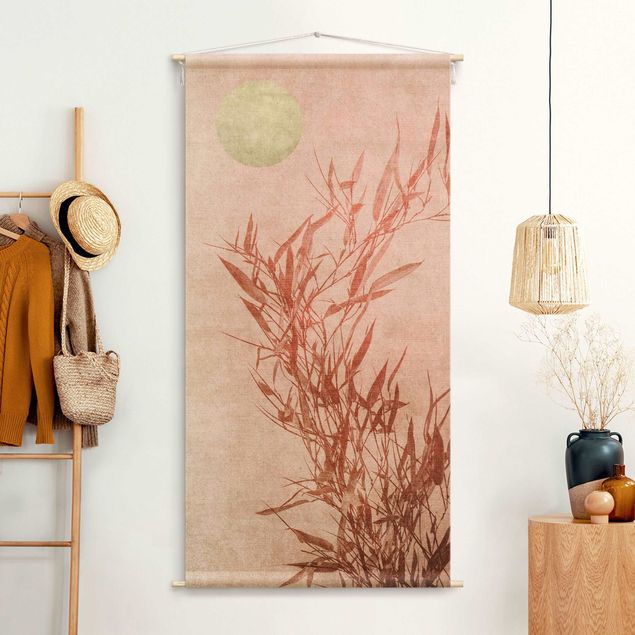 modern tapestry Golden Sun Pink Bamboo