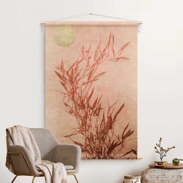 modern tapestry Golden Sun Pink Bamboo