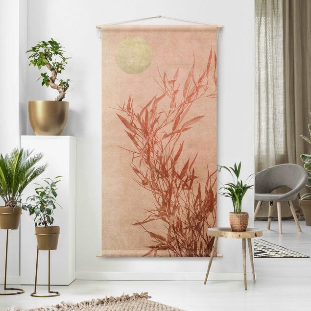 tapestry nature Golden Sun Pink Bamboo