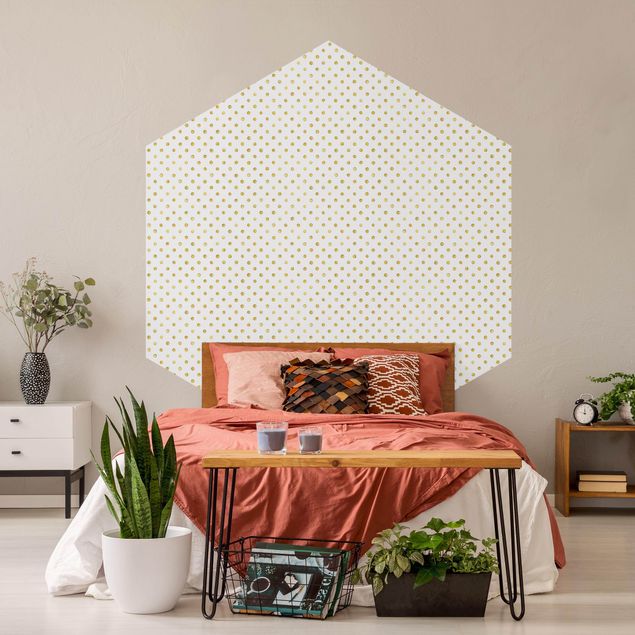 Self-adhesive hexagonal pattern wallpaper - Golden Polkadots