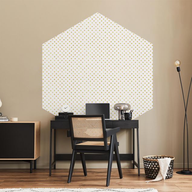 Self-adhesive hexagonal pattern wallpaper - Golden Polkadots