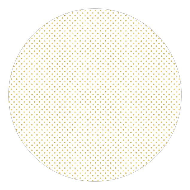 Self-adhesive round wallpaper - Golden Polkadots