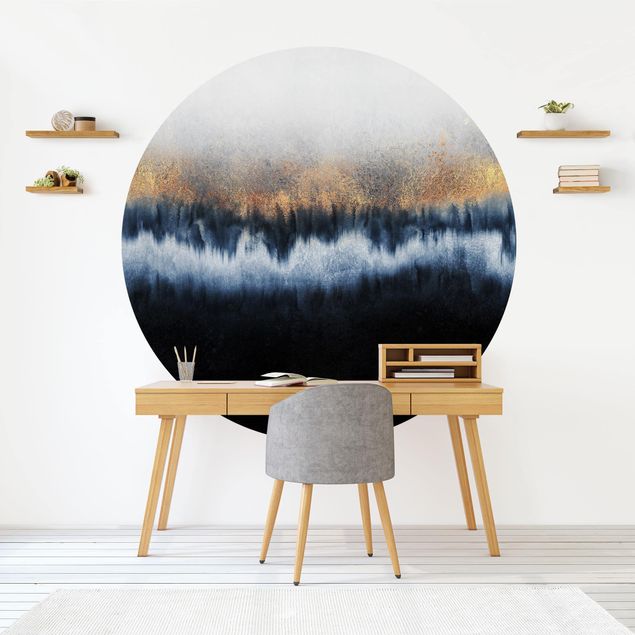 Self-adhesive round wallpaper - Golden Horizon