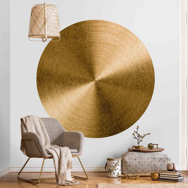Self-adhesive round wallpaper - Golden Circle Brushed