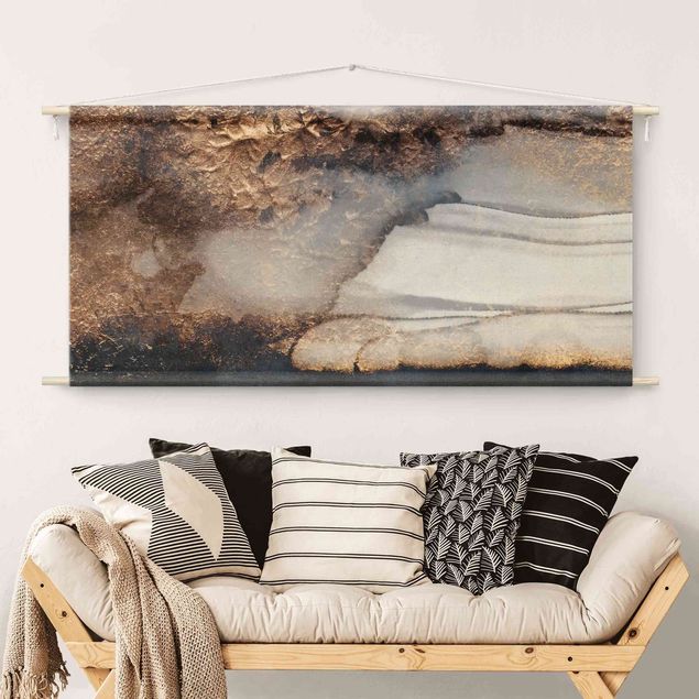 modern tapestry wall hanging Golden Marble Painted