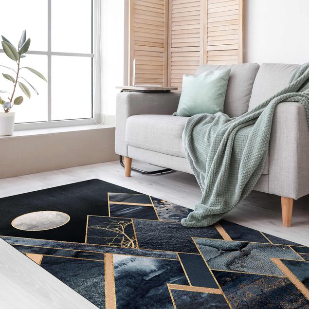 modern area rugs Golden Moon Abstract Black Mountains