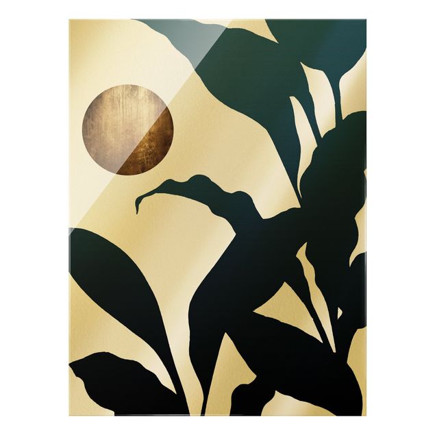 Glass print - Golden Moon In The Jungle - Portrait format