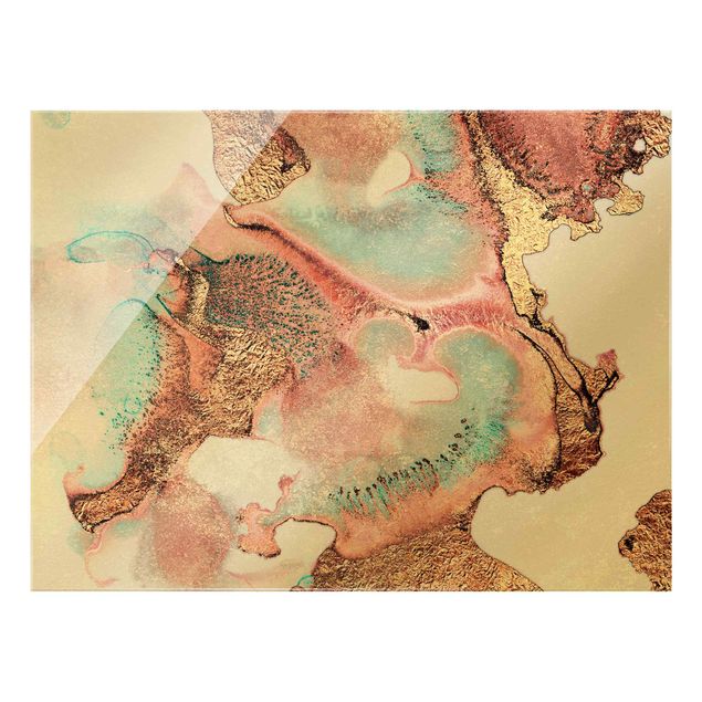 Glass print - Golden Watercolour Rosé - Landscape format