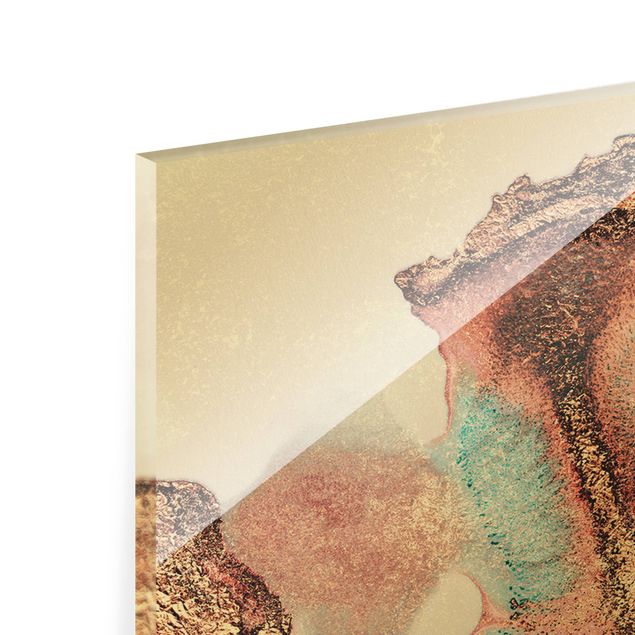Glass print - Golden Watercolour Rosé - Portrait format