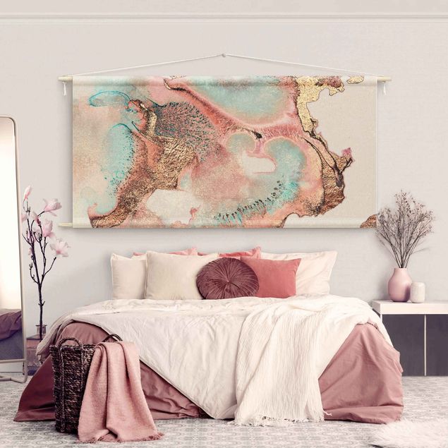 extra large tapestry wall hangings Golden Watercolour Rosé
