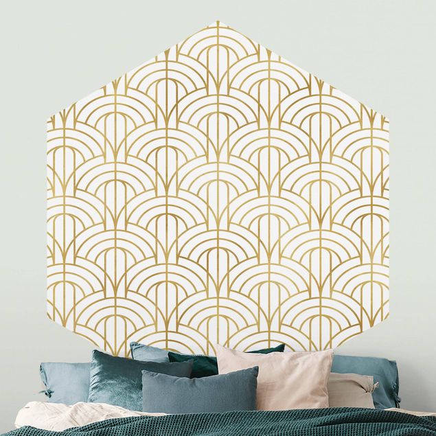 Hexagonal wallpapers Golden Art Deco Pattern XXL
