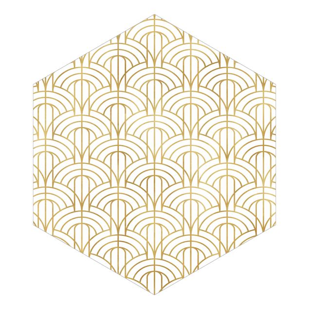 Self-adhesive hexagonal pattern wallpaper - Golden Art Deco Pattern XXL
