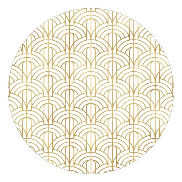 Self-adhesive round wallpaper - Golden Art Deco Pattern XXL