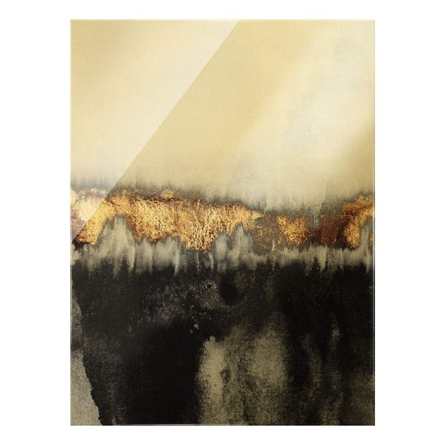 Glass print - Gold Traces In Watercolour