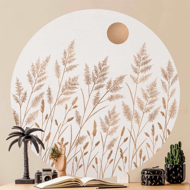 Wallpapers Grasses And Moon In Gold