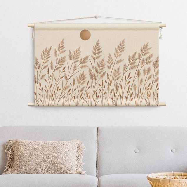 art tapestry Grasses And Moon In Gold