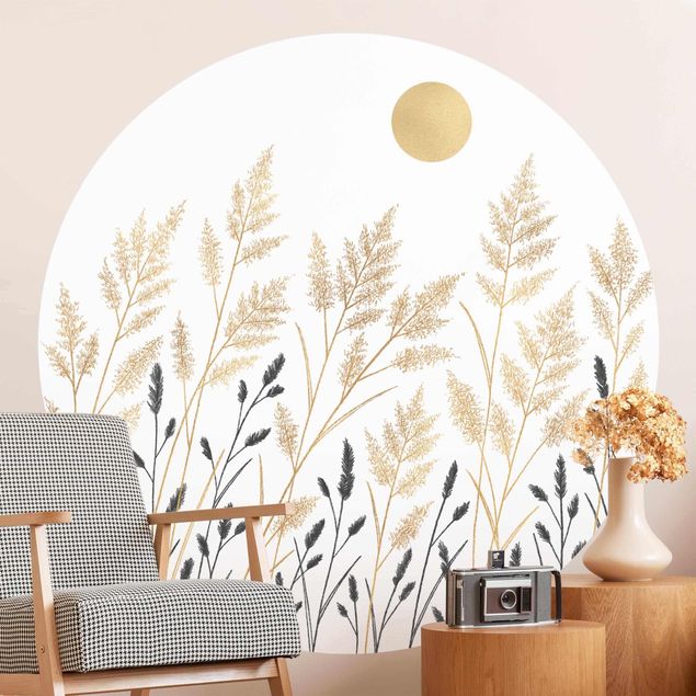 Wallpapers Grasses And Moon In Gold And Black