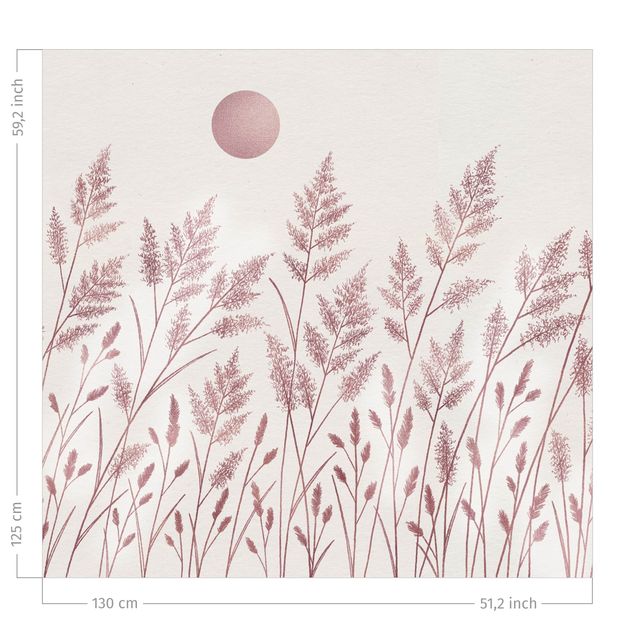 floral curtains Grasses And Moon In Coppery