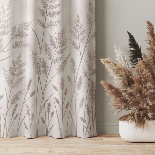 modern curtains for living room Grasses And Moon In Silver