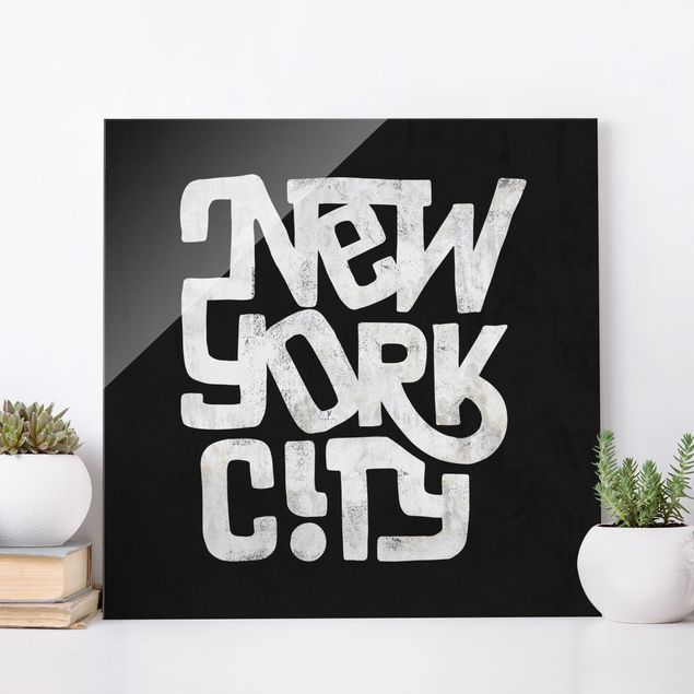 Glas Magnetboard Graffiti Art Calligraphy New York City Black
