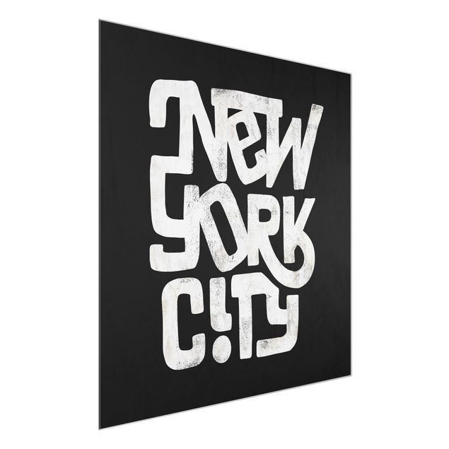 Glass print - Graffiti Art Calligraphy New York City Black