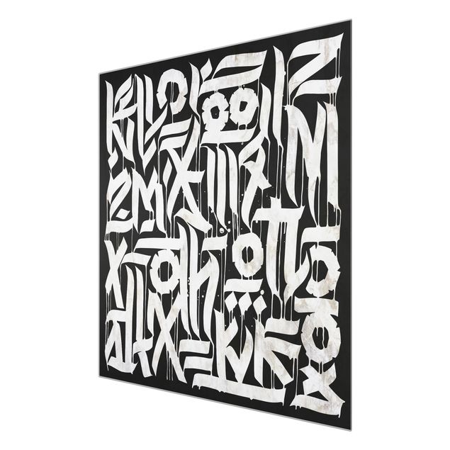 Glass print - Graffiti Art Calligraphy Black