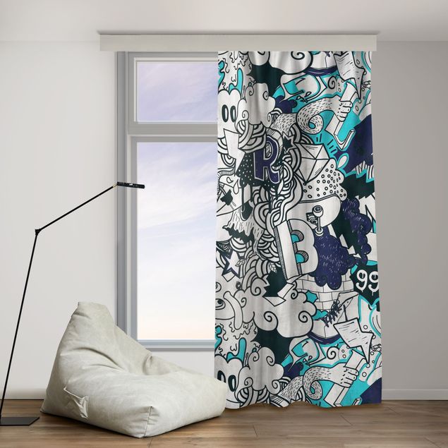 made to measure curtains Graffiti Art Skater Doodle