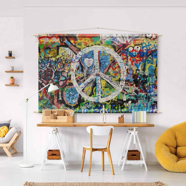 extra large tapestry Graffiti Wall Peace Sign
