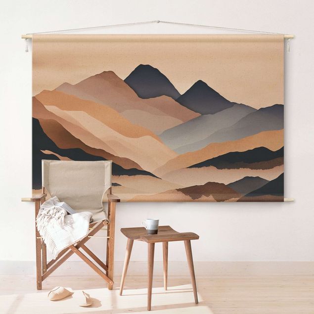 modern wall tapestry Graphic Landscape In Brown