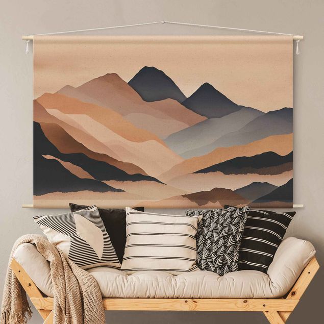 extra large tapestry wall hangings Graphic Landscape In Brown
