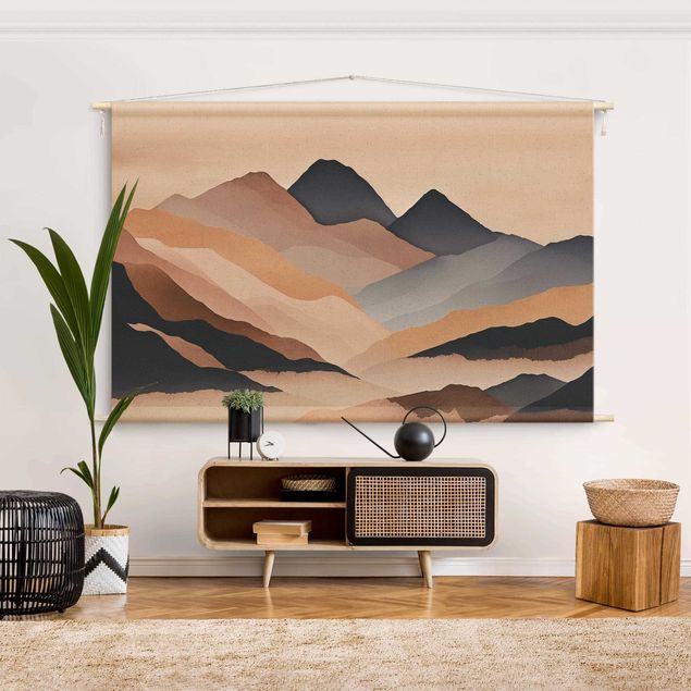 nature wall tapestry Graphic Landscape In Brown