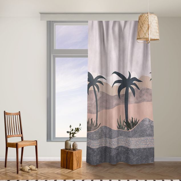 made to measure curtains Graphic Landscape With Palm Trees