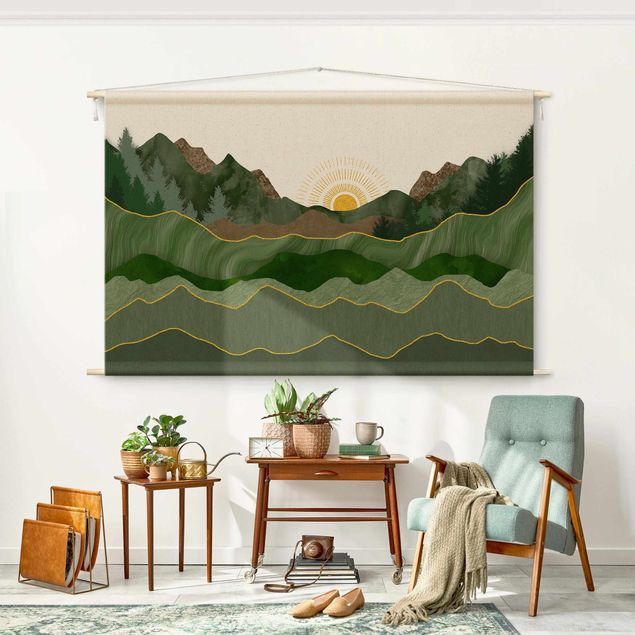 forest wall tapestry Graphic Landscape With Sun