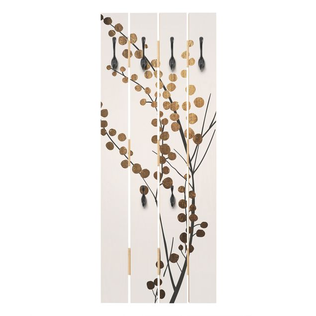 Wooden coat rack - Graphical Plant World - Berries Gold