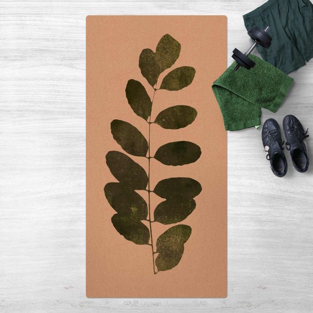 kitchen runner rugs Graphical Plant World - Dark Green
