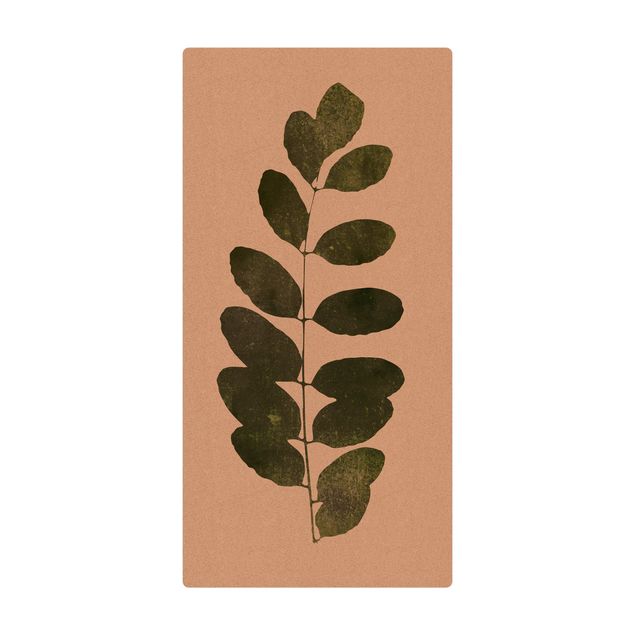 Cork mat - Graphical Plant World - Dark Green - Portrait format 1:2