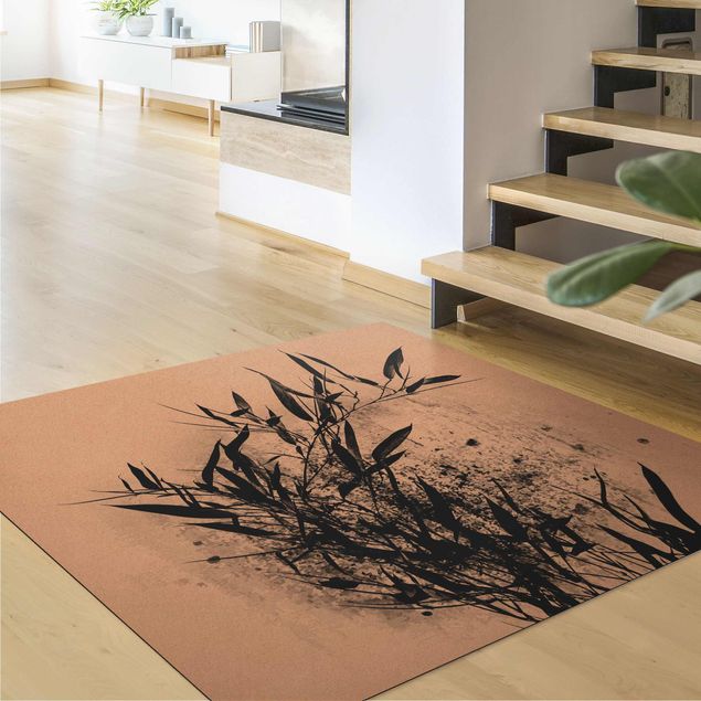 Black and white rugs Graphical Plant World - Black Bamboo