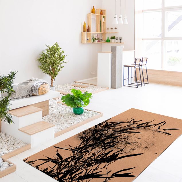 modern area rugs Graphical Plant World - Black Bamboo