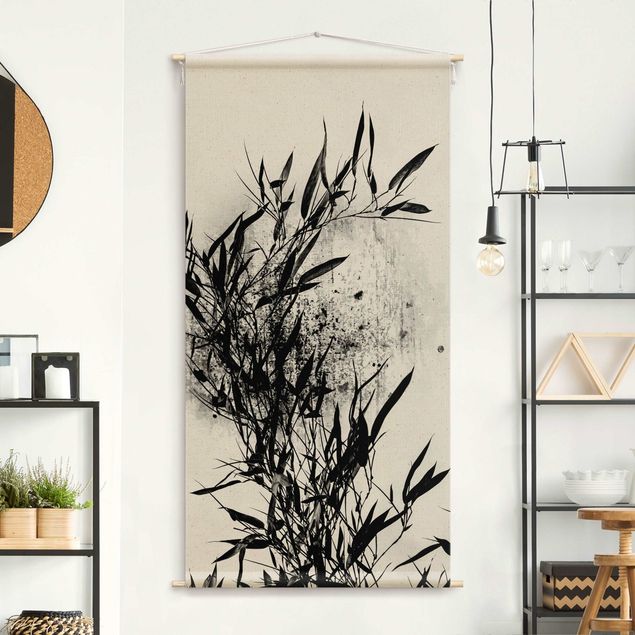 modern tapestry Graphical Plant World - Black Bamboo