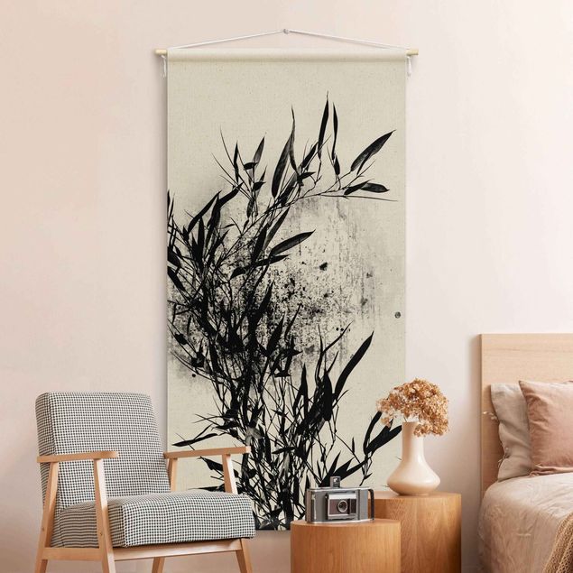extra large tapestry Graphical Plant World - Black Bamboo