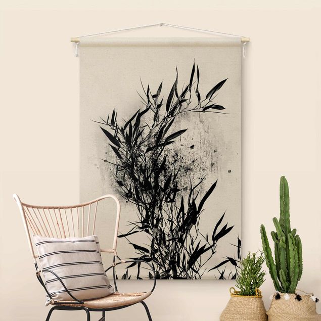 extra large tapestry Graphical Plant World - Black Bamboo